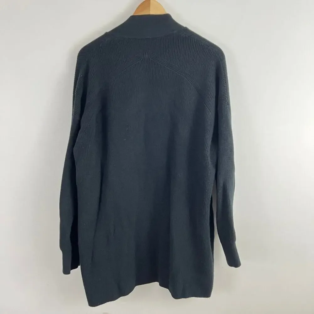 Lululemon Merino Wool Blend Ribbed Long Wrap Sweater Black‎ Women Size 10